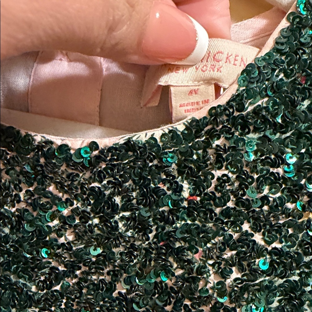 Pink Chicken Green and White Tree Print Dress - Picture 4 of 5